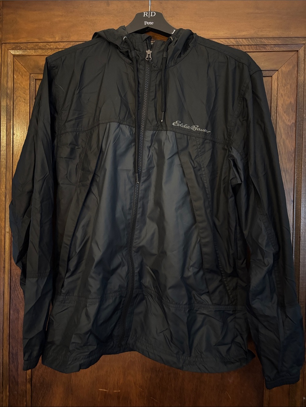 Eddie Bauer Black Hooded Windbreaker Jacket
